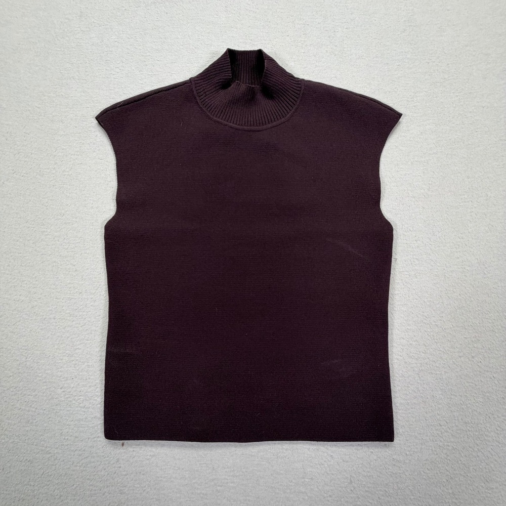 Express Knit Top Women Small Good Purple Mock Neck Cutout Back Sleeveless Vest